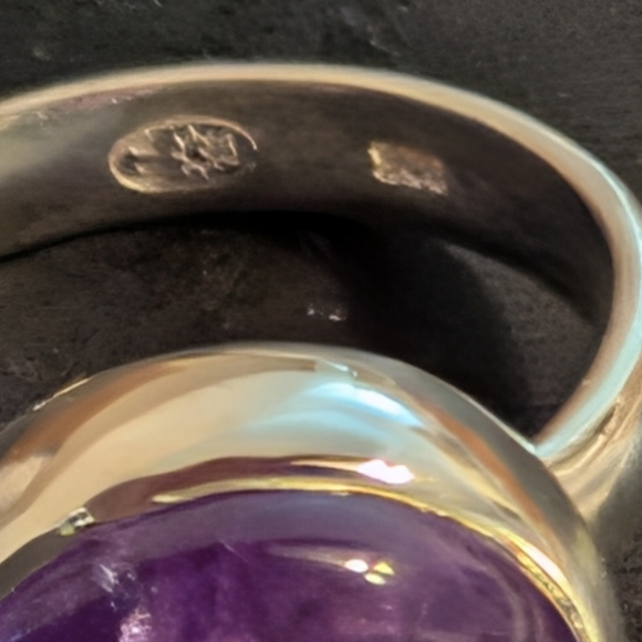 Natural Amethyst Solid Sterling Silver Ring Size 5.75 - Picture 4 of 9
